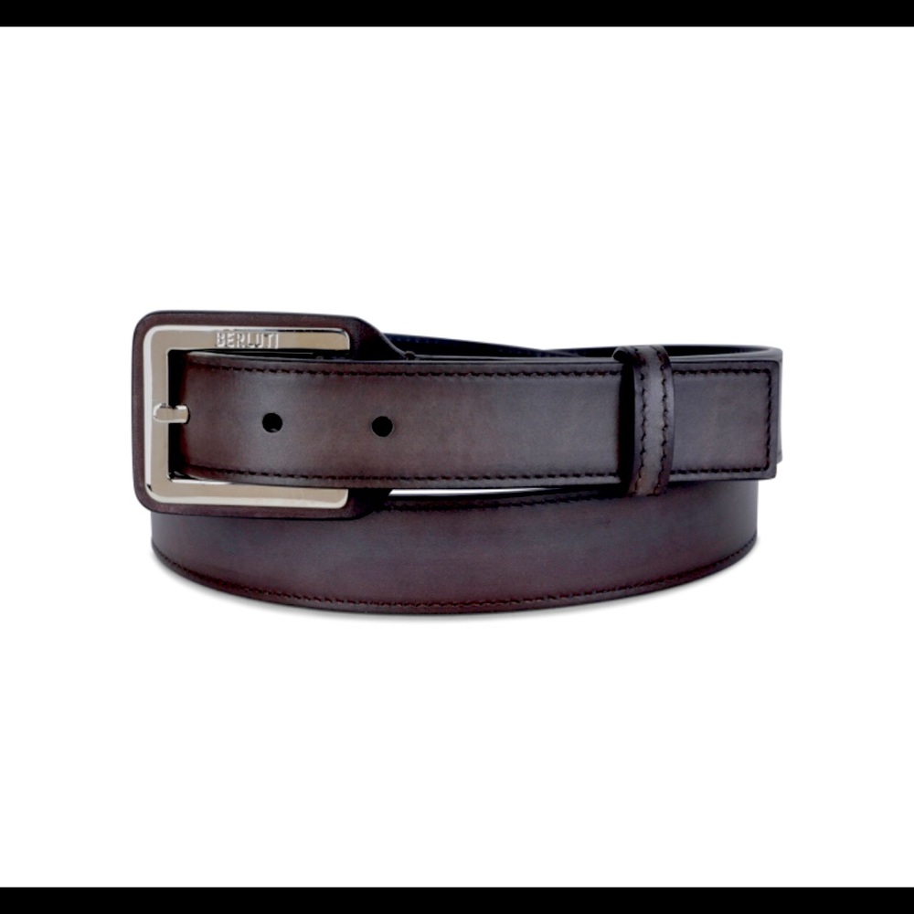 Berluti Classic Ice Brown Embossed Leather Belt